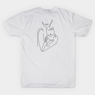 girl cat one line T-Shirt